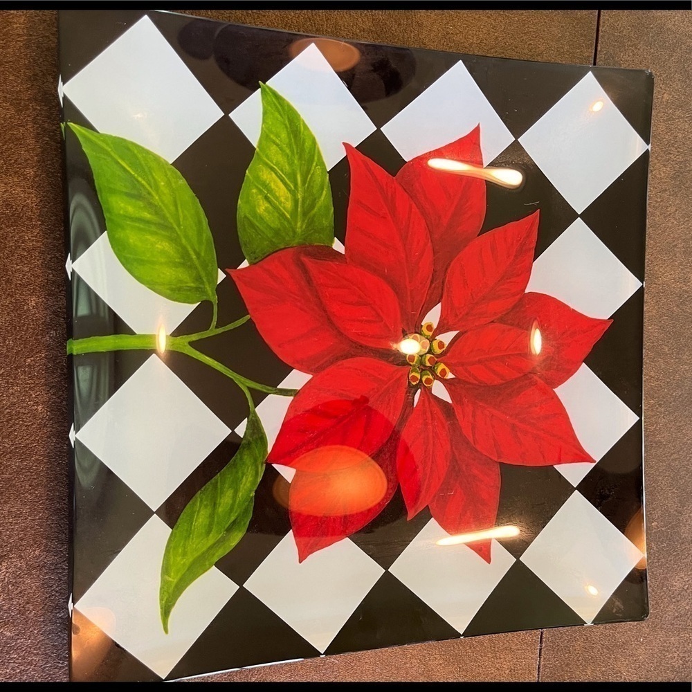 Rare Vintage Prima Donna Glass Holiday Platter, 14 inches square